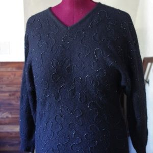 Vtg sparkly black dolman sleeve/batwing sweater